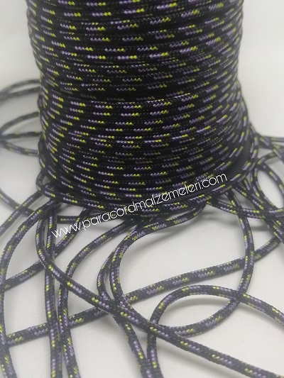 2 mm Paracord İp Mor Siyah Renk 45 Metre Makara Sargı