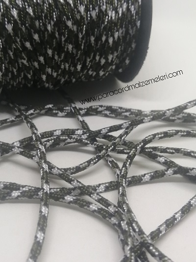 2 mm Paracord İp Yeşil Beyaz Renk 45 Metre Makara Sargı