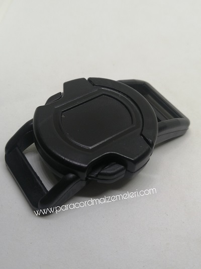 Paracord Pet Tasma Klips ve Çanta Klips Yuvarlak Model Siyah Renk 25 mm