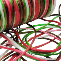 Floş ip ( Sıçan Kuyruğu )  2 mm Ebruli Yeşil Kırmızı Renk