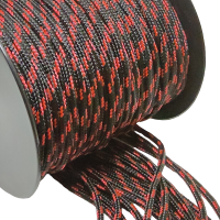 2 mm Paracord İp Kırmızı Siyah Renk 45 Metre Makara Sargı