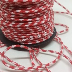2 mm Paracord İp Kırmızı Beyaz Renk 45 Metre Makara Sargı - Görsel 1