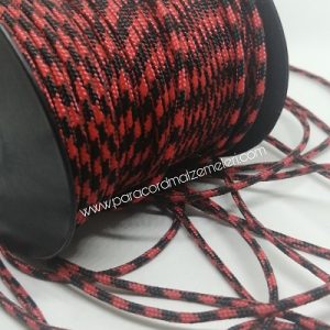 2 mm Paracord İp Kırmızı Siyah Renk 45 Metre Makara Sargı - Görsel 2