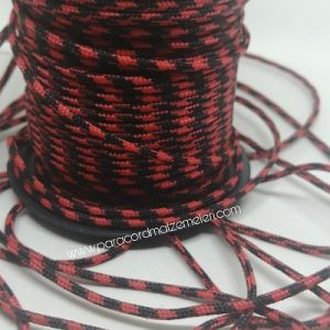2 mm Paracord İp Kırmızı Siyah Renk 45 Metre Makara Sargı - Görsel 1
