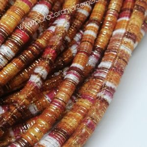 Bileklik ve Boyun Askı Kordon İpi Simli Turuncu Beyaz Renk - Görsel 1