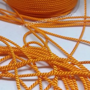 Bükümlü Aksesuar Bileklik İpi 2 mm Turuncu Renk 10 metre - Görsel 1