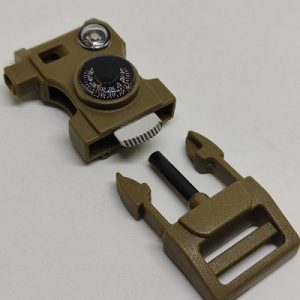 Ateş Başlatıcılı, Pusula,Termometre ve Düdüklü Paracord Klips Kahve Renk - Görsel 3