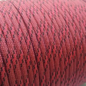 Paracord 550 İp, Paracord Paraşüt Bileklik İpi Bordo Renk Kırmızı Siyah Şeritli - Görsel 1
