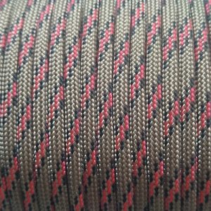 PARACORD 550 İP, PARACORD PARAŞÜT BİLEKLİK İPİ KAHVE RENK KIRMIZI-SİYAH ŞERİTLİ - Görsel 2