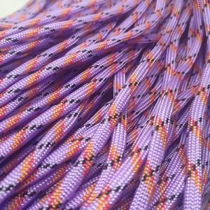 Paracord 550 İp, Paracord Paraşüt Bileklik İpi Mor Renk Turuncu Siyah Kırmızı Şeritli - Görsel 3