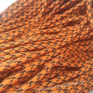 Paracord 550 İp, Paracord Paraşüt Bileklik İpi Koyu Turuncu Renk Siyah Burgu Şerit - Görsel 5