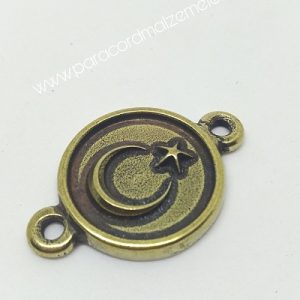 Paracord Bileklik Aksesuar Ay Yıldız Bayrak Yuvarlak Model Bronz Renk - Görsel 1
