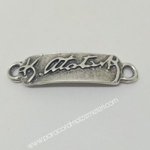 PARACORD AKSESUAR ATATÜRK İMZA GÜMÜŞ RENK - Görsel 2