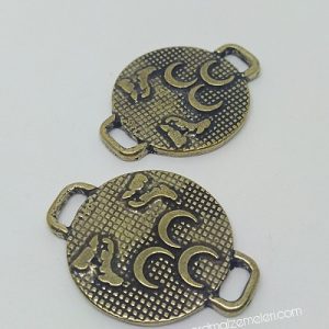 PARACORD BİLEKLİK AKSESUAR ÇİFT KURT 3 HİLAL BRONZ RENK - Görsel 2