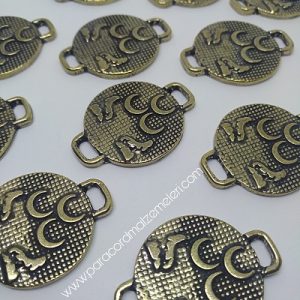 PARACORD BİLEKLİK AKSESUAR ÇİFT KURT 3 HİLAL BRONZ RENK - Görsel 1