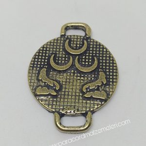 PARACORD BİLEKLİK AKSESUAR ÇİFT KURT 3 HİLAL BRONZ RENK - Görsel 7