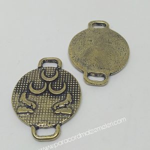 PARACORD BİLEKLİK AKSESUAR ÇİFT KURT 3 HİLAL BRONZ RENK - Görsel 6