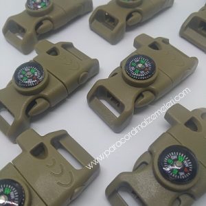 ATEŞ BAŞLATICI, PUSULALI, DÜDÜKLÜ AÇIK HAKİ YEŞİL RENK PARACORD KLİPS - Görsel 2