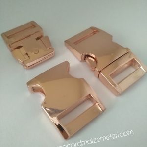 PARACORD BİLEKLİK AKSESUAR BÜYÜK BOY TOKA KLİPS ROZA GOLD RENK - Görsel 4