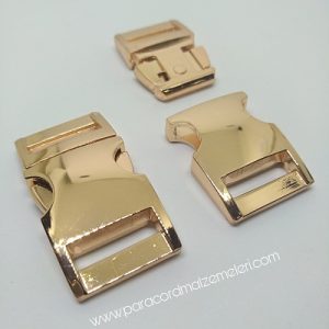 PARACORD BİLEKLİK AKSESUAR BÜYÜK BOY TOKA KLİPS ROZA GOLD RENK - Görsel 1