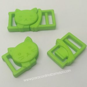 PARACORD İP BİLEKLİK KEDİ TOKA KLİPS FISTIK YEŞİL RENK - Görsel 2