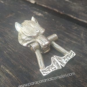 PARACORD BİLEKLİK AKSESUAR KLİPS KURT BAŞI GÜMÜŞ RENK - Görsel 5