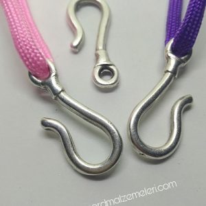 PARACORD BİLEKLİK METAL KLİPS İĞNE MODEL GÜMÜŞ RENK - Görsel 2