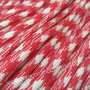 Paracord 550 İp, Paracord Paraşüt Bileklik İpi Kırmızı-Beyaz Renk - Görsel 2