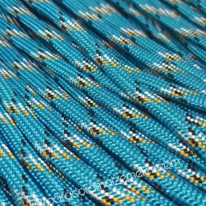 Paracord 550 İp, Paracord Paraşüt Bileklik İpi Mavi Renk Siyah-Turuncu-Beyaz Şeritli - Görsel 1