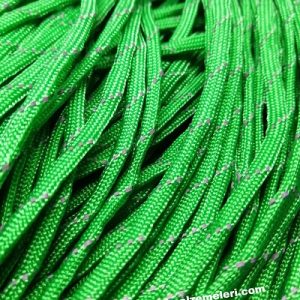 PARACORD 550 İP, Paraşüt Bileklik İpi Reflektörlü Yeşil Renk - Görsel 2