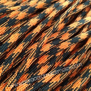 Paracord 550 Paraşüt Bileklik İpi Turuncu Renk Siyah Şerit - Görsel 2