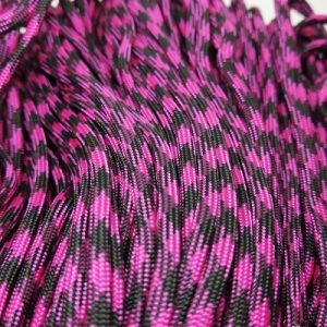 Paracord 550 İp, Paracord Paraşüt Bileklik İpi Şeker Pembe Siyah Renk - Görsel 3