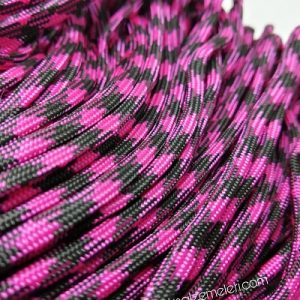 Paracord 550 İp, Paracord Paraşüt Bileklik İpi Şeker Pembe Siyah Renk - Görsel 2