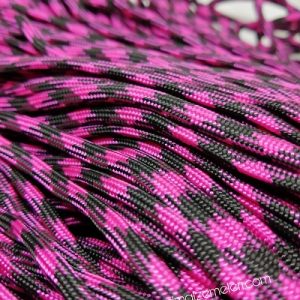 Paracord 550 İp, Paracord Paraşüt Bileklik İpi Şeker Pembe Siyah Renk - Görsel 1