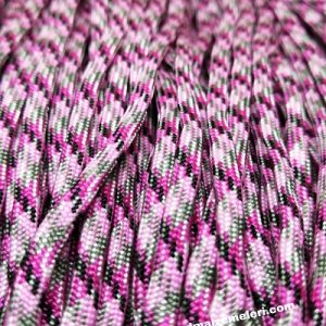 Paracord 550 İp, Paracord Paraşüt Bileklik İpi Ebruli Pembe Renkler - Görsel 2