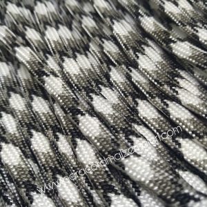 Paracord 550 İp, Paracord Paraşüt Bileklik İpi Beyaz Renk Gri-Siyah Şerit - Görsel 1