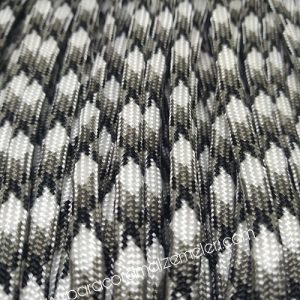Paracord 550 İp, Paracord Paraşüt Bileklik İpi Beyaz Renk Gri-Siyah Şerit - Görsel 3