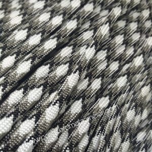 Paracord 550 İp, Paracord Paraşüt Bileklik İpi Beyaz Renk Gri-Siyah Şerit - Görsel 2