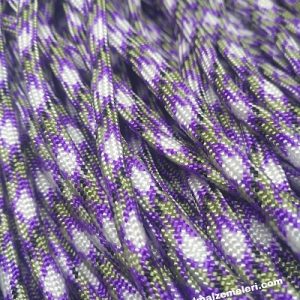 Paracord 550 İp, Paracord Paraşüt Bileklik İpi Beyaz Renk Mor Gri Siyah Şeritli - Görsel 1