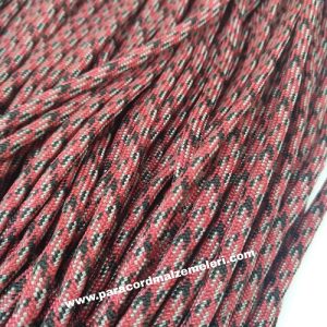 Paracord 550 İp, Paracord Paraşüt Bileklik İpi Bordo Renk Siyah Gri Şerit - Görsel 1