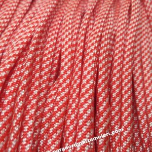 Paracord 550 İp, Paracord Paraşüt Bileklik İpi Kırmızı Beyaz Renk - Görsel 2