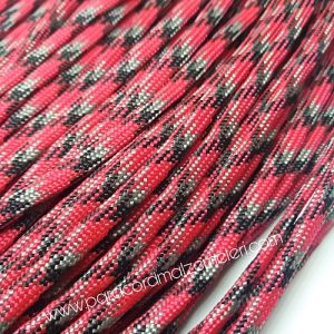 Paracord 550 İp, Paracord Paraşüt Bileklik İpi Kırmızı Renk Siyah Gri Şerit - Görsel 1