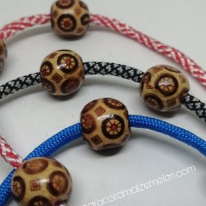 Paracord Aksesuar Ahşap Boncuk Desenli Model A - Görsel 2