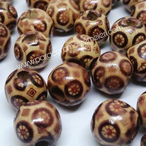 Paracord Aksesuar Ahşap Boncuk Desenli Model A - Görsel 1