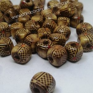 Paracord Aksesuar Ahşap Boncuk Kare Desenli Model C - Görsel 1