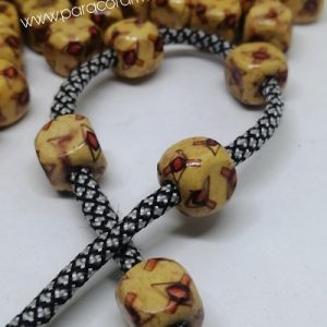 Paracord Aksesuar Ahşap Boncuk Kare Desenli Model D - Görsel 2