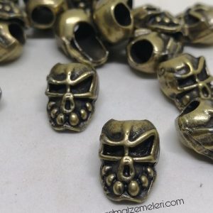 Paracord Bileklik Aksesuar Boncuk Antik Çağ Skull Bronz Renk - Görsel 2