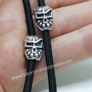Paracord Bileklik Aksesuar Boncuk Antik Çağ Skull Gümüş Renk - Görsel 1