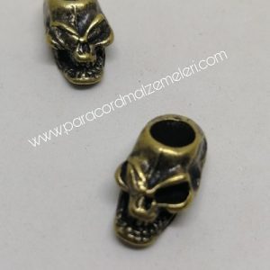 Paracord Bileklik Aksesuar Boncuk Korsan Kuru Kafa Bronz Renk - Görsel 3