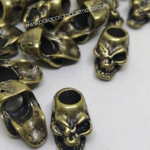 Paracord Bileklik Aksesuar Boncuk Korsan Kuru Kafa Bronz Renk - Görsel 2